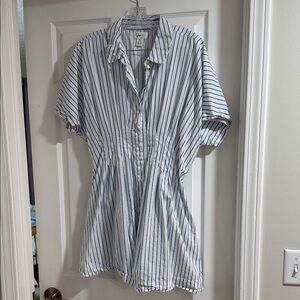 Japna Blue and White Striped Midi Dress